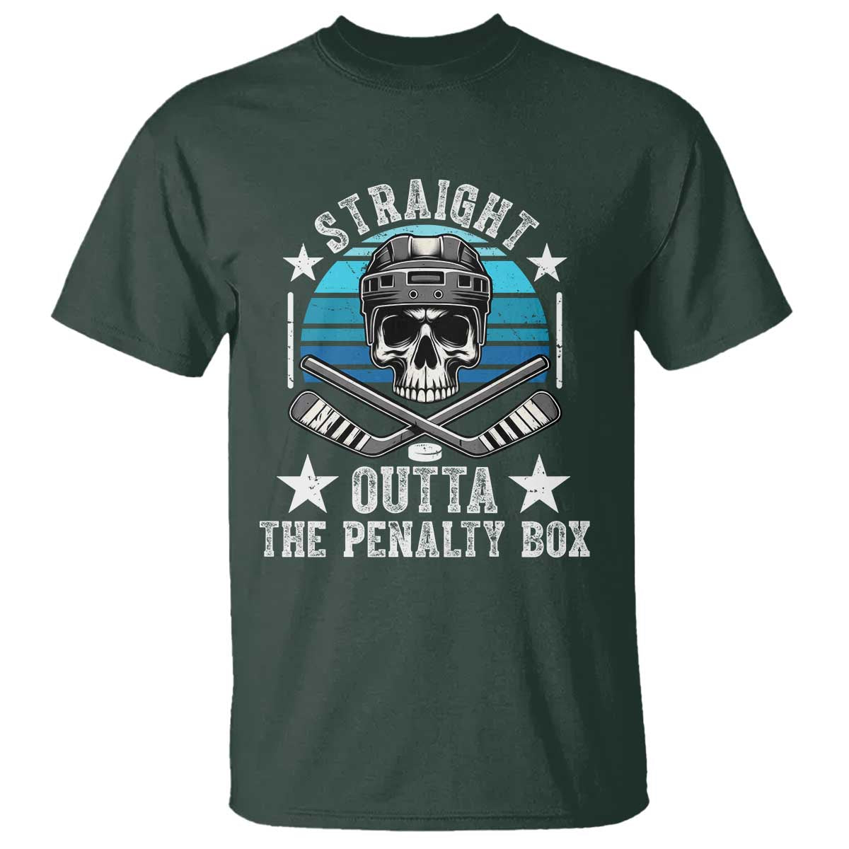 Straight Outta The Penalty Box Hockey T Shirt Funny Skull Player Gift TS12 Dark Forest Green Print Your Wear