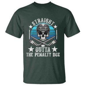 Straight Outta The Penalty Box Hockey T Shirt Funny Skull Player Gift TS12 Dark Forest Green Print Your Wear
