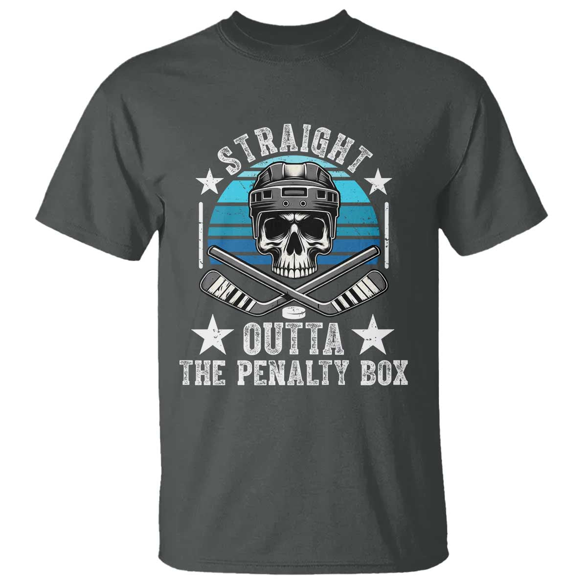 Straight Outta The Penalty Box Hockey T Shirt Funny Skull Player Gift TS12 Dark Heather Print Your Wear