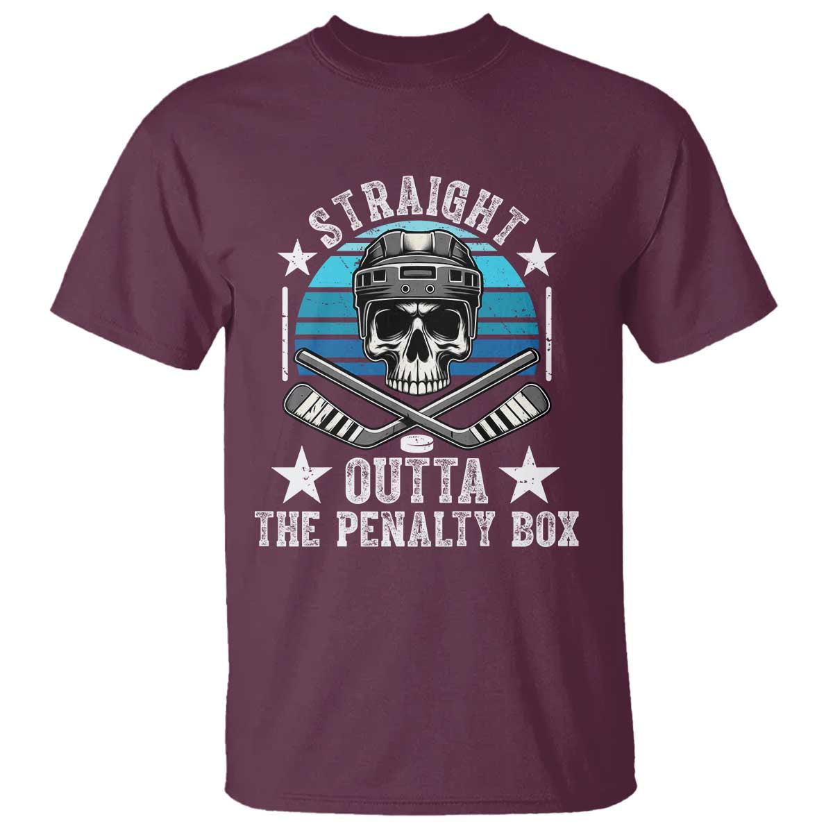 Straight Outta The Penalty Box Hockey T Shirt Funny Skull Player Gift TS12 Maroon Print Your Wear