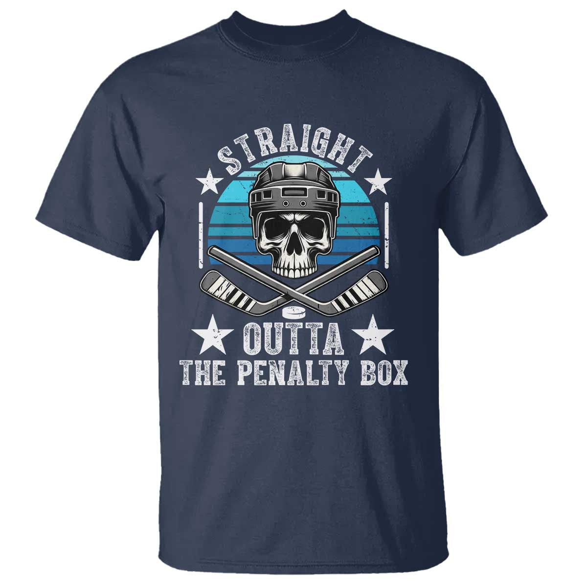 Straight Outta The Penalty Box Hockey T Shirt Funny Skull Player Gift TS12 Navy Print Your Wear