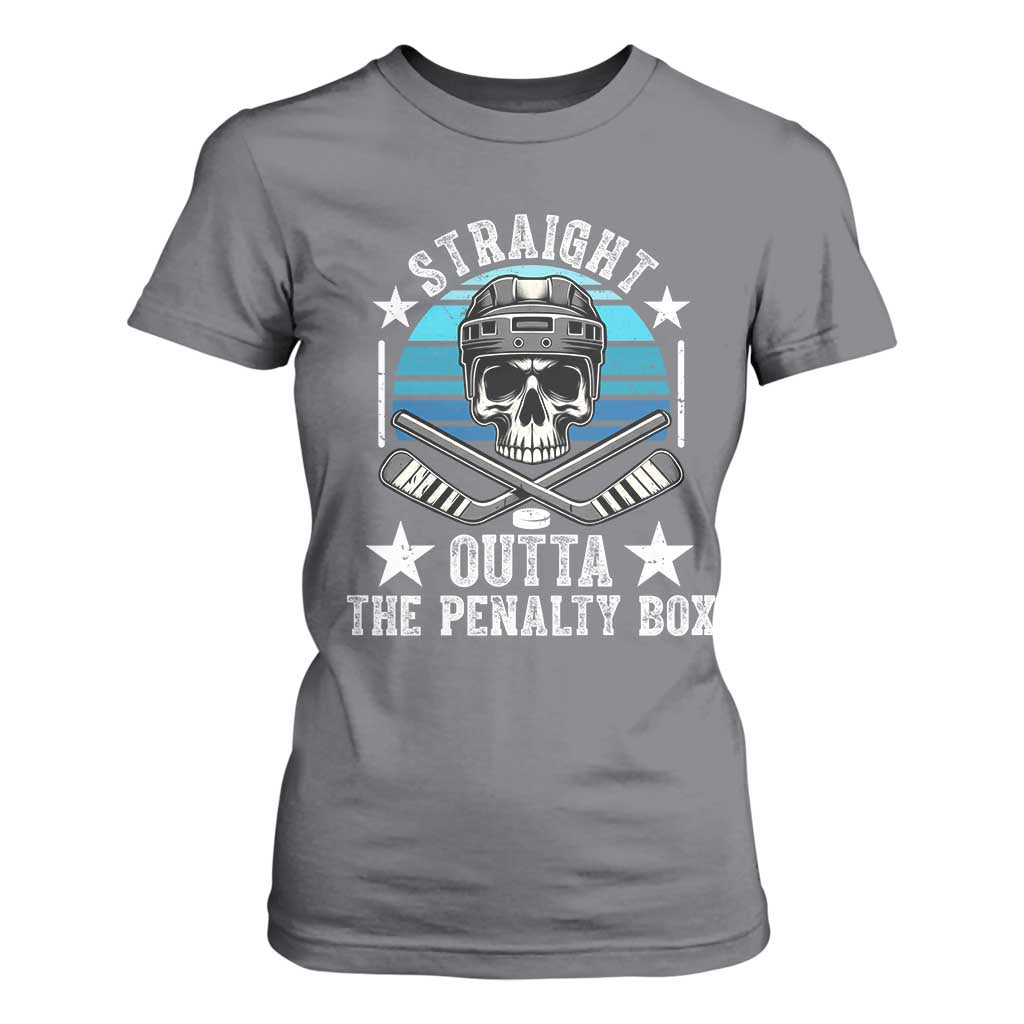 Straight Outta The Penalty Box Hockey T Shirt For Women Funny Skull Player Gift TS12 Charcoal Print Your Wear