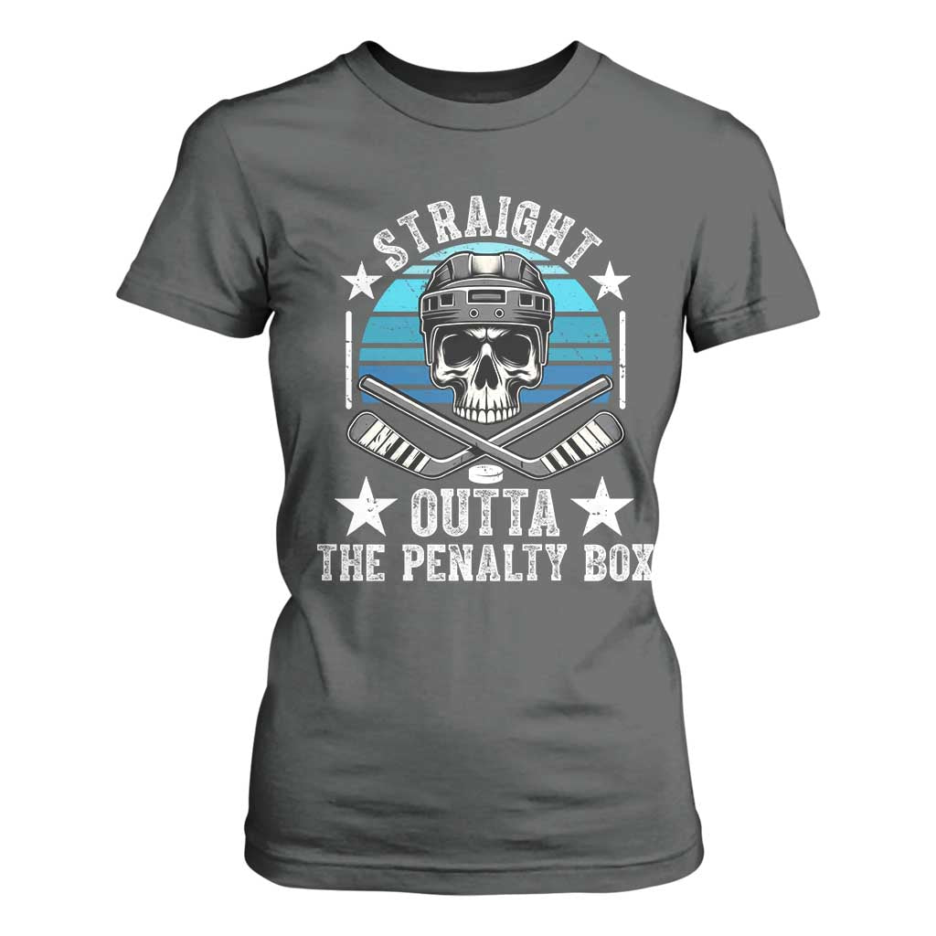 Straight Outta The Penalty Box Hockey T Shirt For Women Funny Skull Player Gift TS12 Dark Heather Print Your Wear