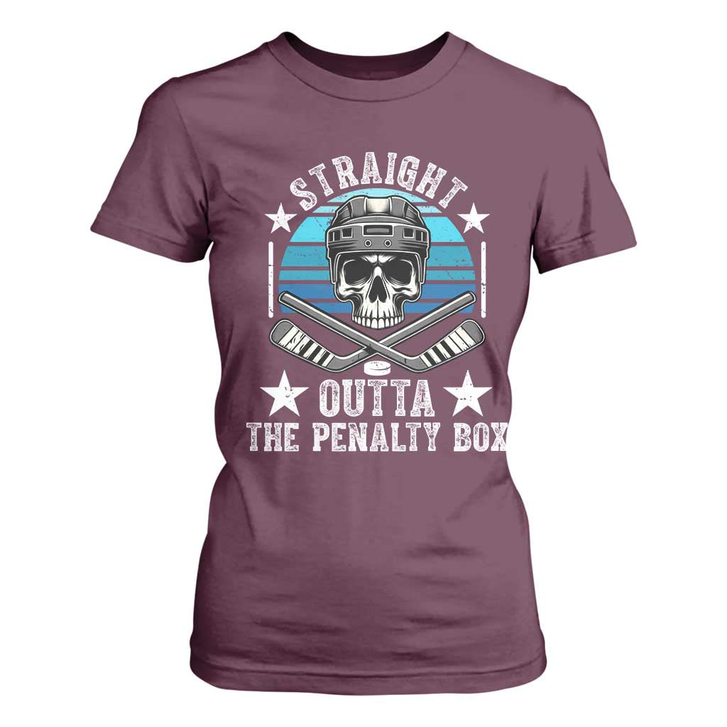 Straight Outta The Penalty Box Hockey T Shirt For Women Funny Skull Player Gift TS12 Maroon Print Your Wear