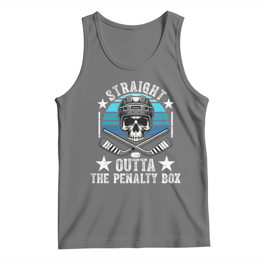 Straight Outta The Penalty Box Hockey Tank Top Funny Skull Player Gift TS12 Black Heather Print Your Wear