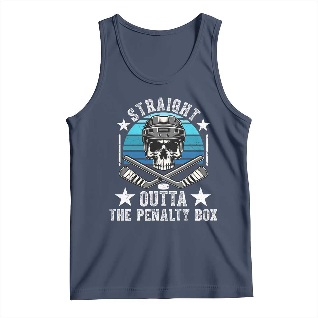 Straight Outta The Penalty Box Hockey Tank Top Funny Skull Player Gift TS12 Navy Print Your Wear