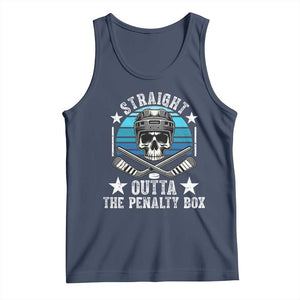 Straight Outta The Penalty Box Hockey Tank Top Funny Skull Player Gift TS12 Navy Print Your Wear