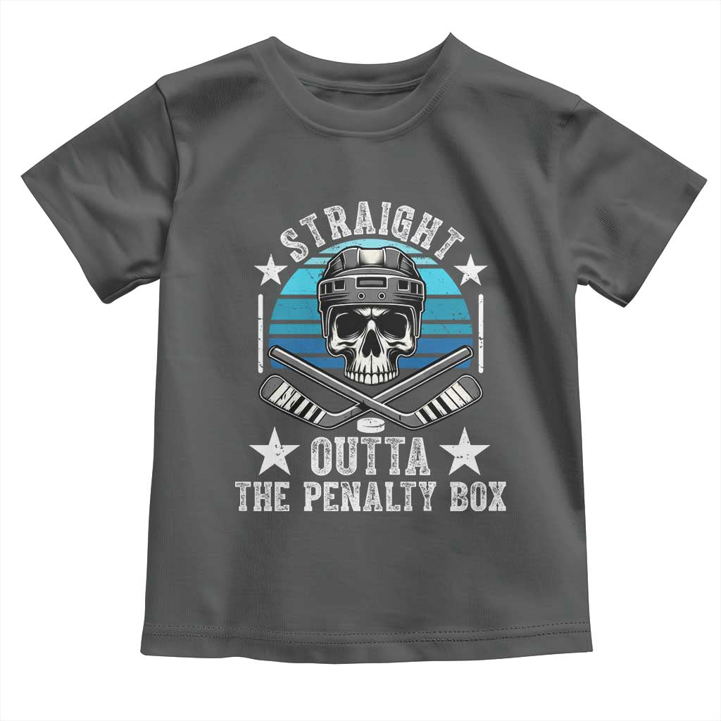 Straight Outta The Penalty Box Hockey Toddler T Shirt Funny Skull Player Gift TS12 Dark Heather Print Your Wear