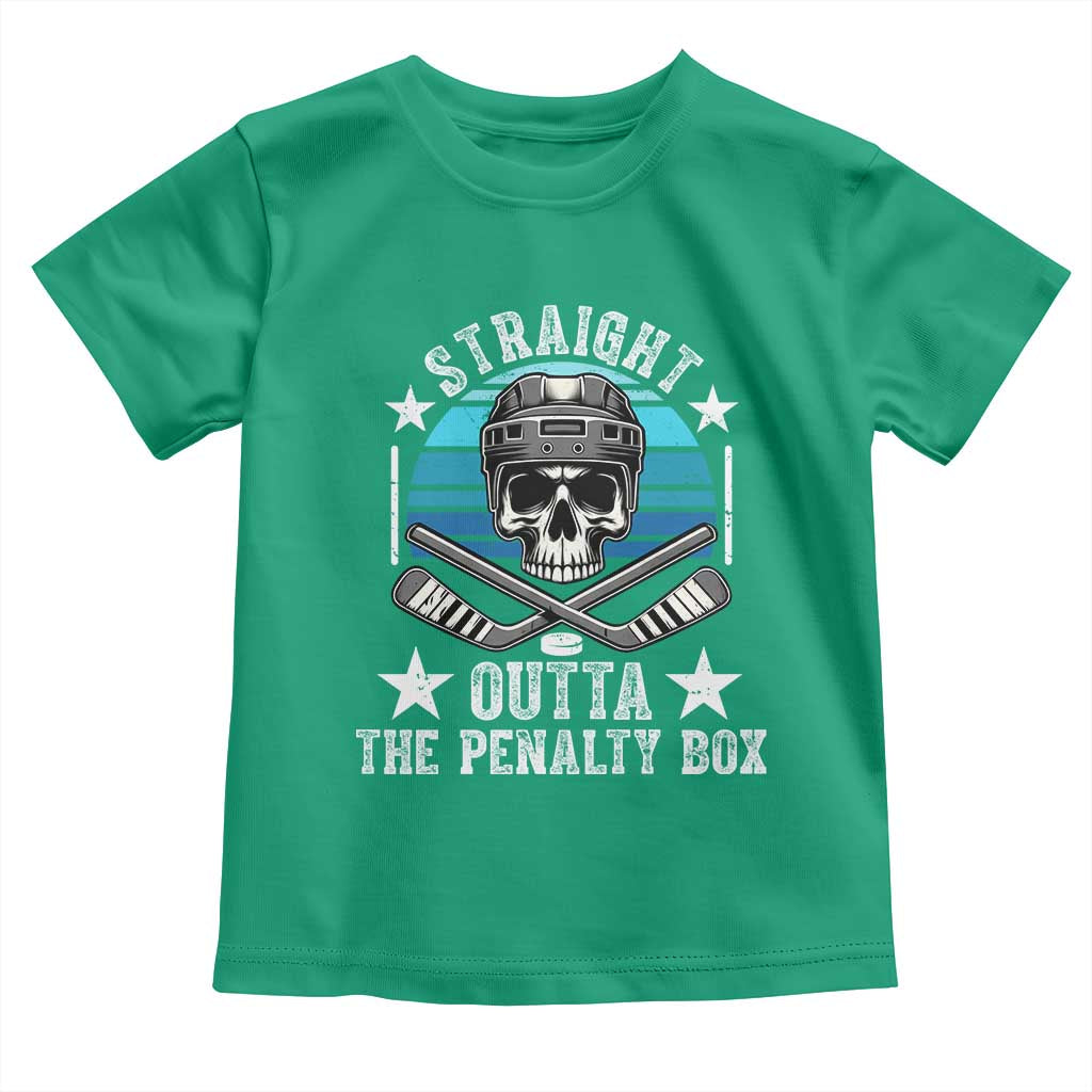 Straight Outta The Penalty Box Hockey Toddler T Shirt Funny Skull Player Gift TS12 Irish Green Print Your Wear