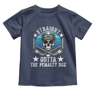 Straight Outta The Penalty Box Hockey Toddler T Shirt Funny Skull Player Gift TS12 Navy Print Your Wear