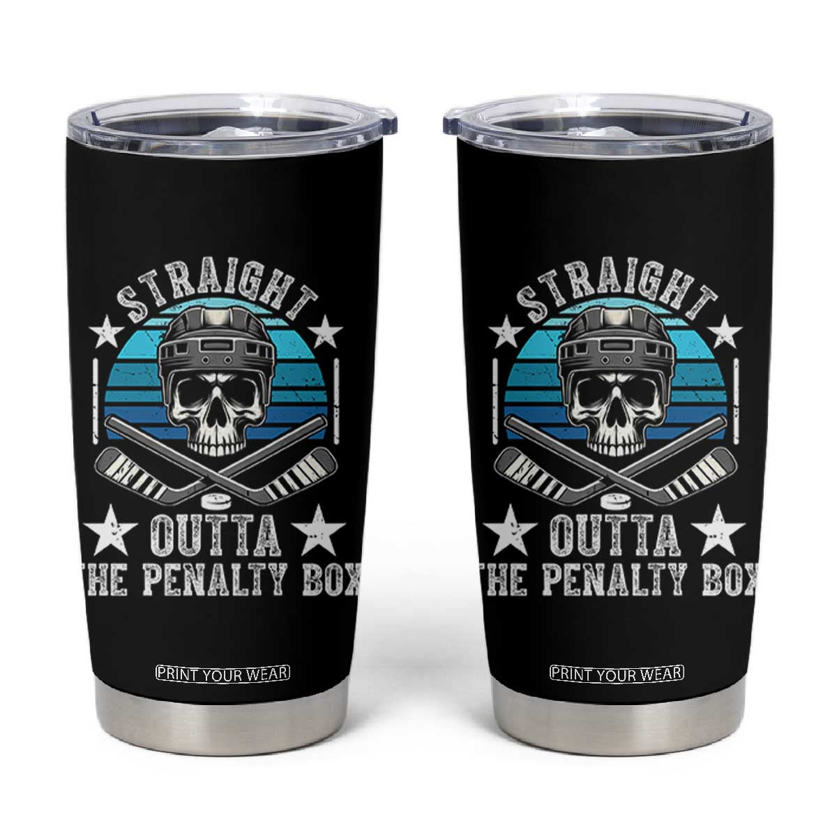 Straight Outta The Penalty Box Hockey Tumbler Cup Funny Skull Player Gift TS12 Black Print Your Wear