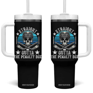 Straight Outta The Penalty Box Hockey Tumbler With Handle Funny Skull Player Gift TS12 One Size: 40 oz Black Print Your Wear