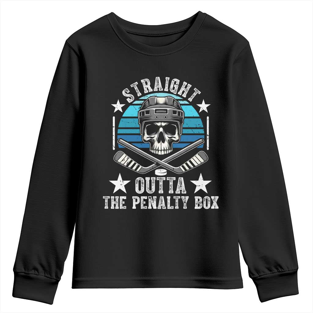 Straight Outta The Penalty Box Hockey Youth Sweatshirt Funny Skull Player Gift TS12 Black Print Your Wear