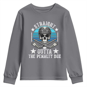Straight Outta The Penalty Box Hockey Youth Sweatshirt Funny Skull Player Gift TS12 Charcoal Print Your Wear