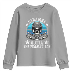 Straight Outta The Penalty Box Hockey Youth Sweatshirt Funny Skull Player Gift TS12 Sport Gray Print Your Wear
