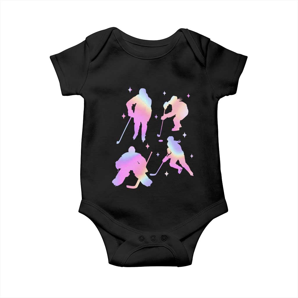 Iridescent Effect Hockey Players Retro Sport Lover Gift Baby Onesie TS12 Black Print Your Wear
