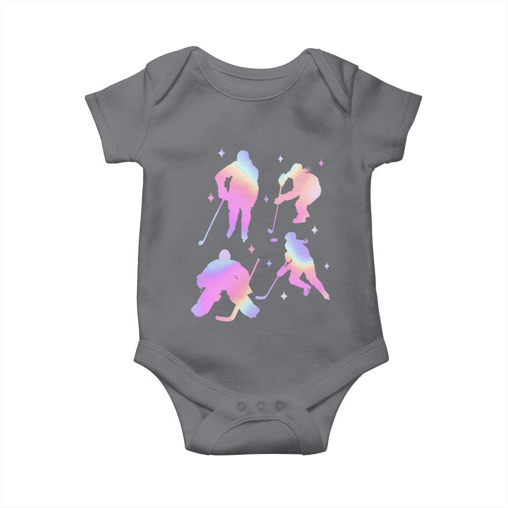 Iridescent Effect Hockey Players Retro Sport Lover Gift Baby Onesie TS12 Charcoal Print Your Wear
