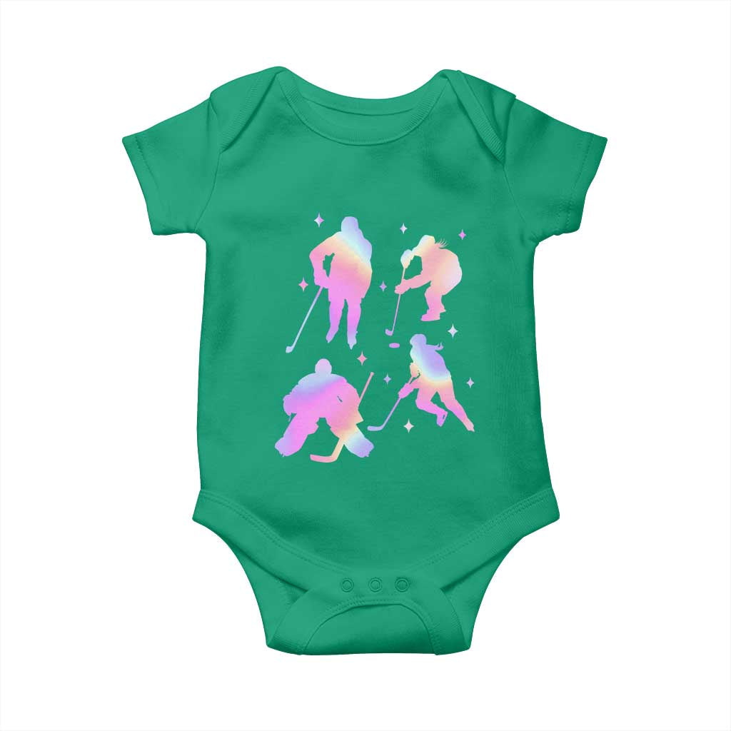 Iridescent Effect Hockey Players Retro Sport Lover Gift Baby Onesie TS12 Irish Green Print Your Wear