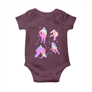 Iridescent Effect Hockey Players Retro Sport Lover Gift Baby Onesie TS12 Maroon Print Your Wear