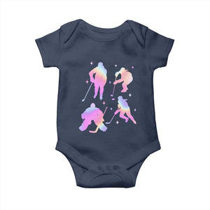 Iridescent Effect Hockey Players Retro Sport Lover Gift Baby Onesie TS12 Navy Print Your Wear
