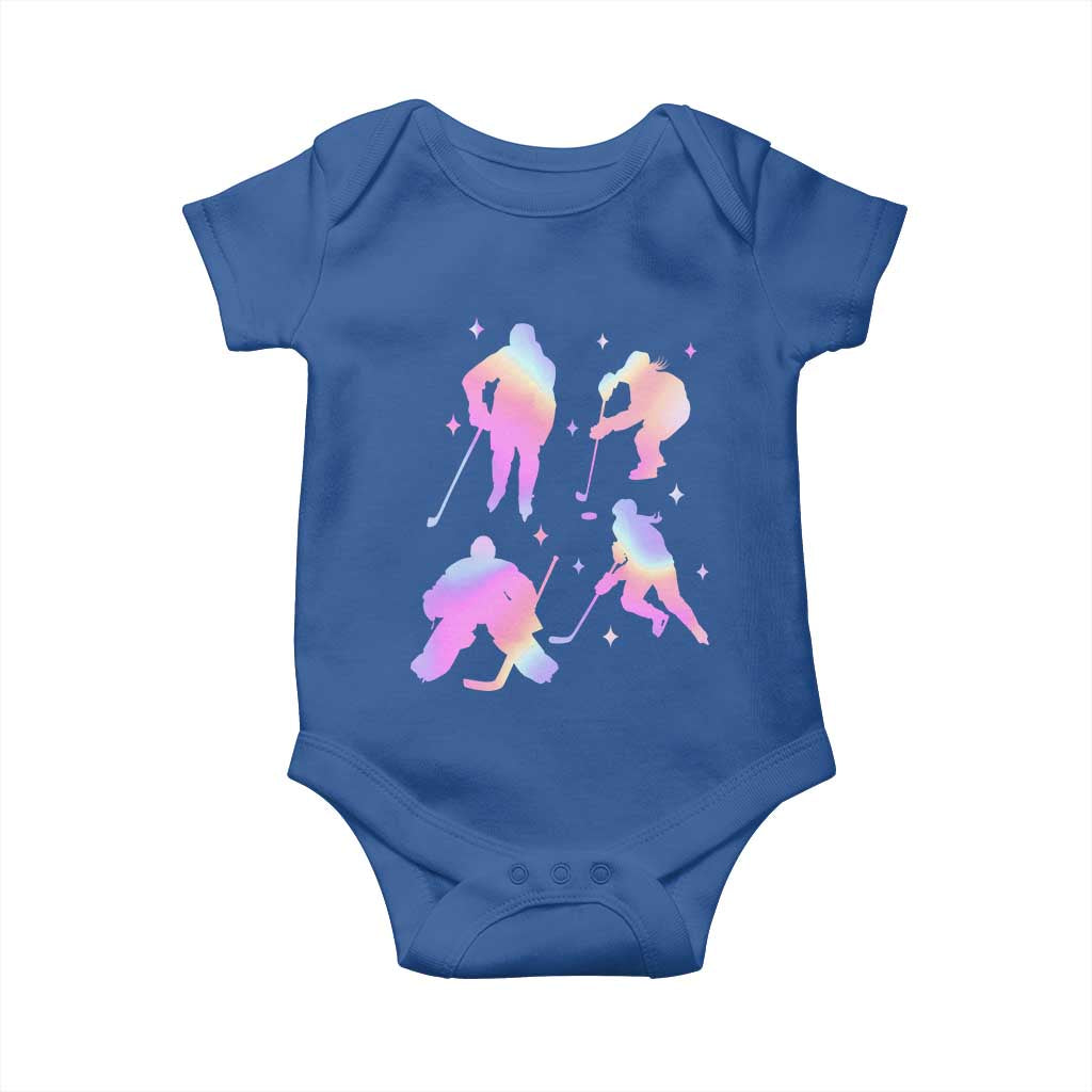 Iridescent Effect Hockey Players Retro Sport Lover Gift Baby Onesie TS12 Royal Blue Print Your Wear
