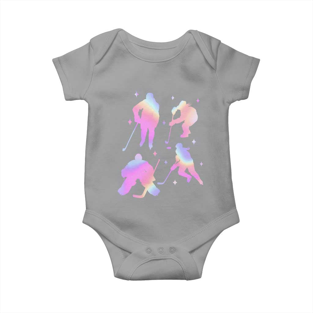 Iridescent Effect Hockey Players Retro Sport Lover Gift Baby Onesie TS12 Sport Gray Print Your Wear