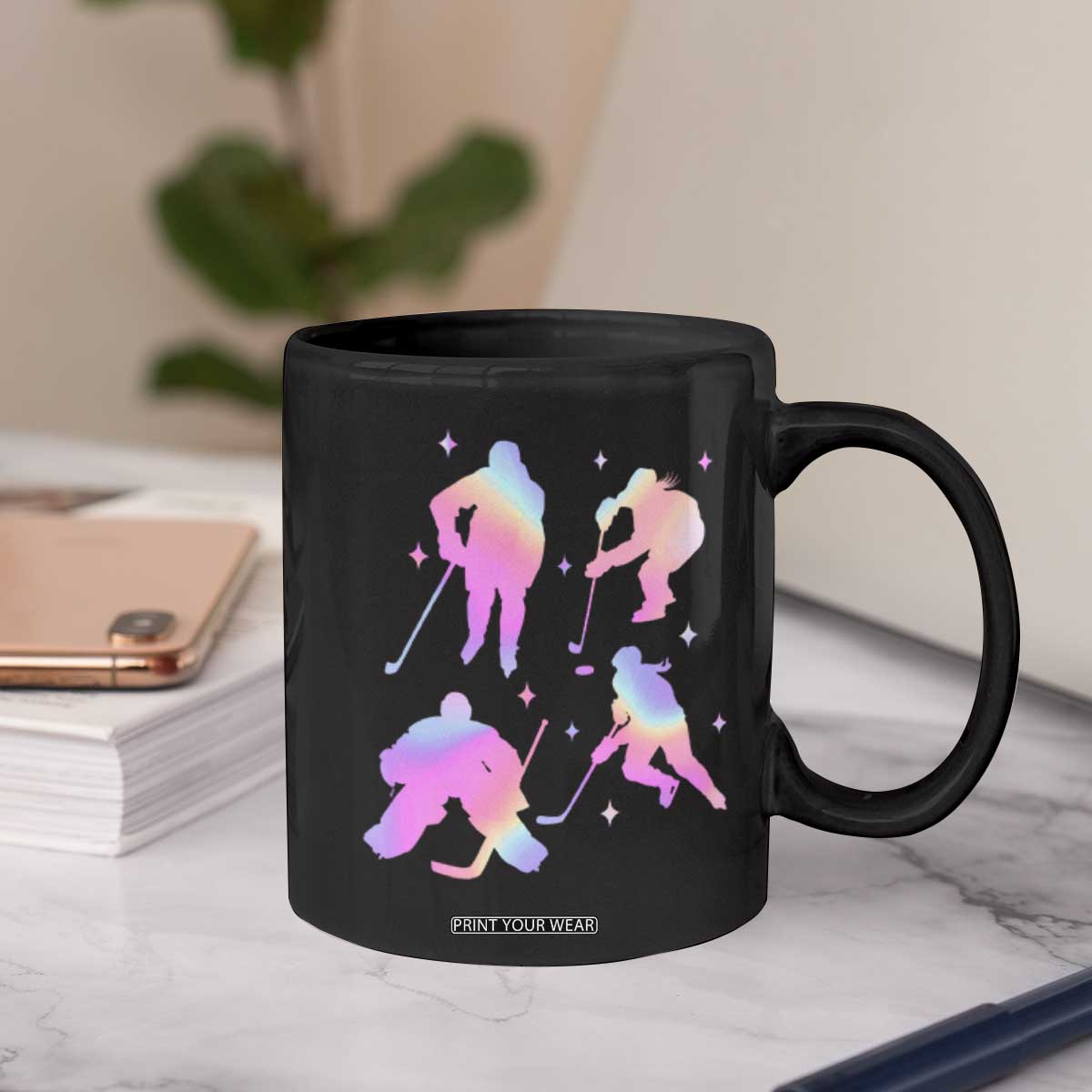 Iridescent Effect Hockey Players Retro Sport Lover Gift Coffee Mug TS12 Print Your Wear