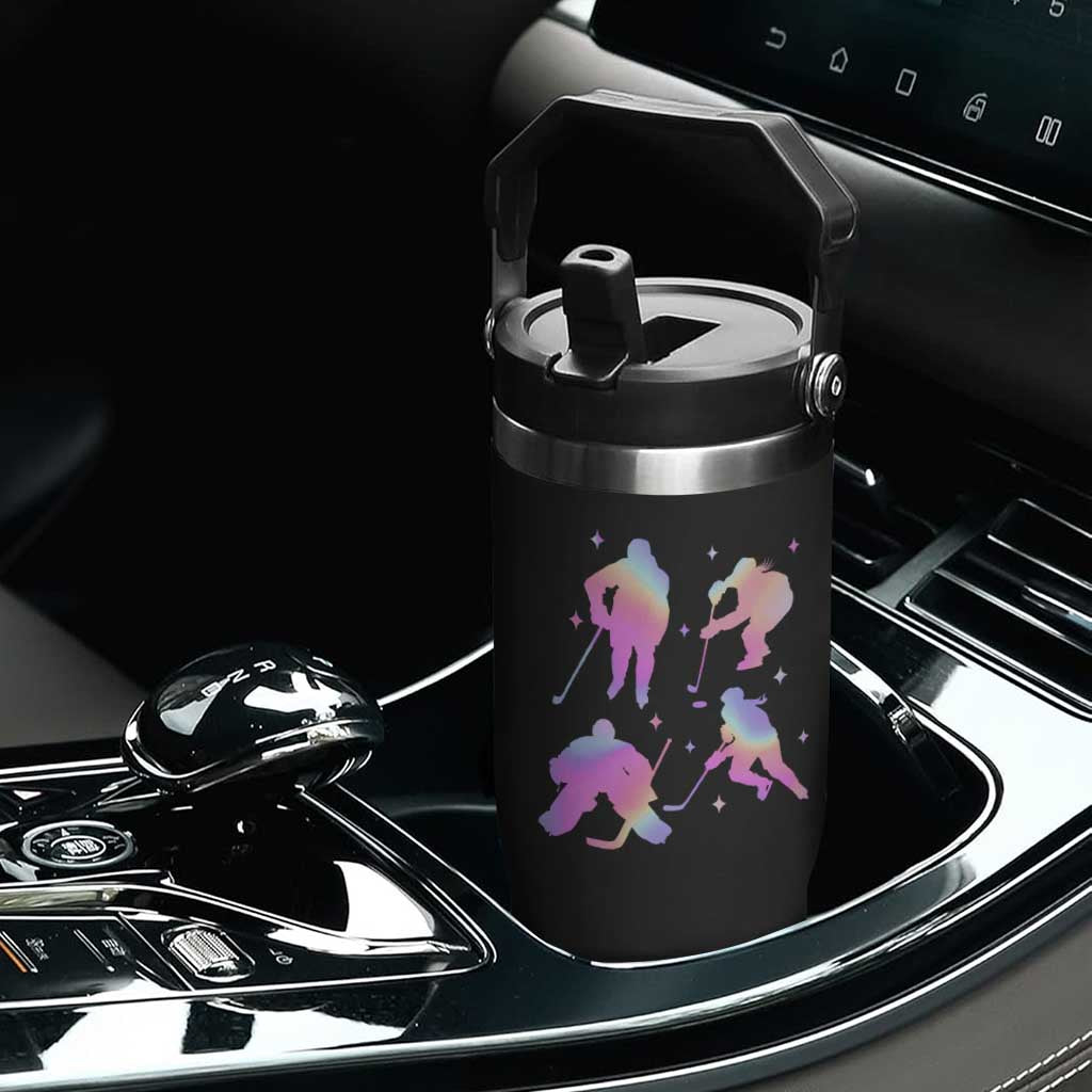 Iridescent Effect Hockey Players Retro Sport Lover Gift Flip Straw Tumbler TS12 Print Your Wear