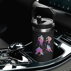 Iridescent Effect Hockey Players Retro Sport Lover Gift Flip Straw Tumbler TS12 Print Your Wear
