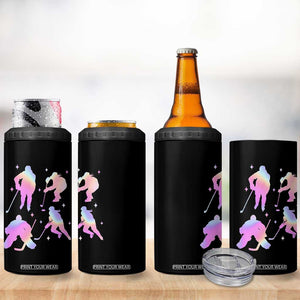 Iridescent Effect Hockey Players Retro Sport Lover Gift 4 in 1 Can Cooler Tumbler TS12 Print Your Wear
