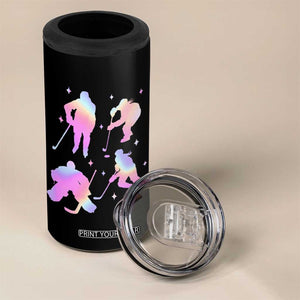Iridescent Effect Hockey Players Retro Sport Lover Gift 4 in 1 Can Cooler Tumbler TS12 Print Your Wear
