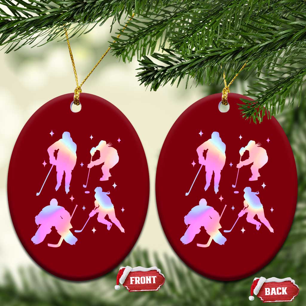 Iridescent Effect Hockey Players Retro Sport Lover Gift Ceramic Ornament TS12 Print Your Wear