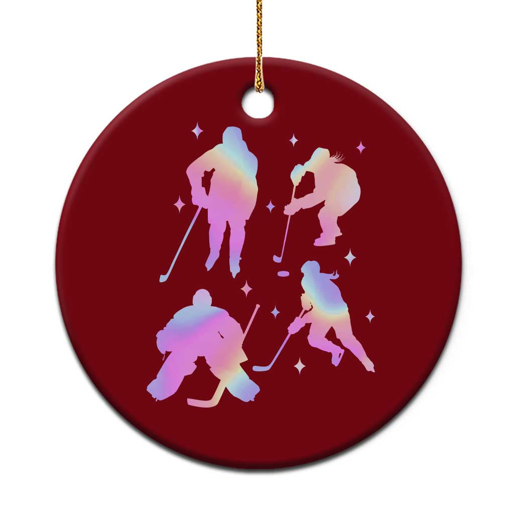 Iridescent Effect Hockey Players Retro Sport Lover Gift Ceramic Ornament TS12 1pc Red Print Your Wear