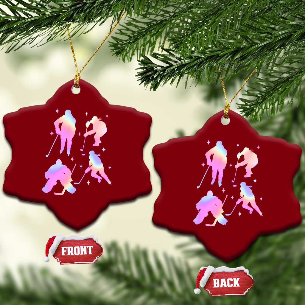 Iridescent Effect Hockey Players Retro Sport Lover Gift Ceramic Ornament TS12 Print Your Wear