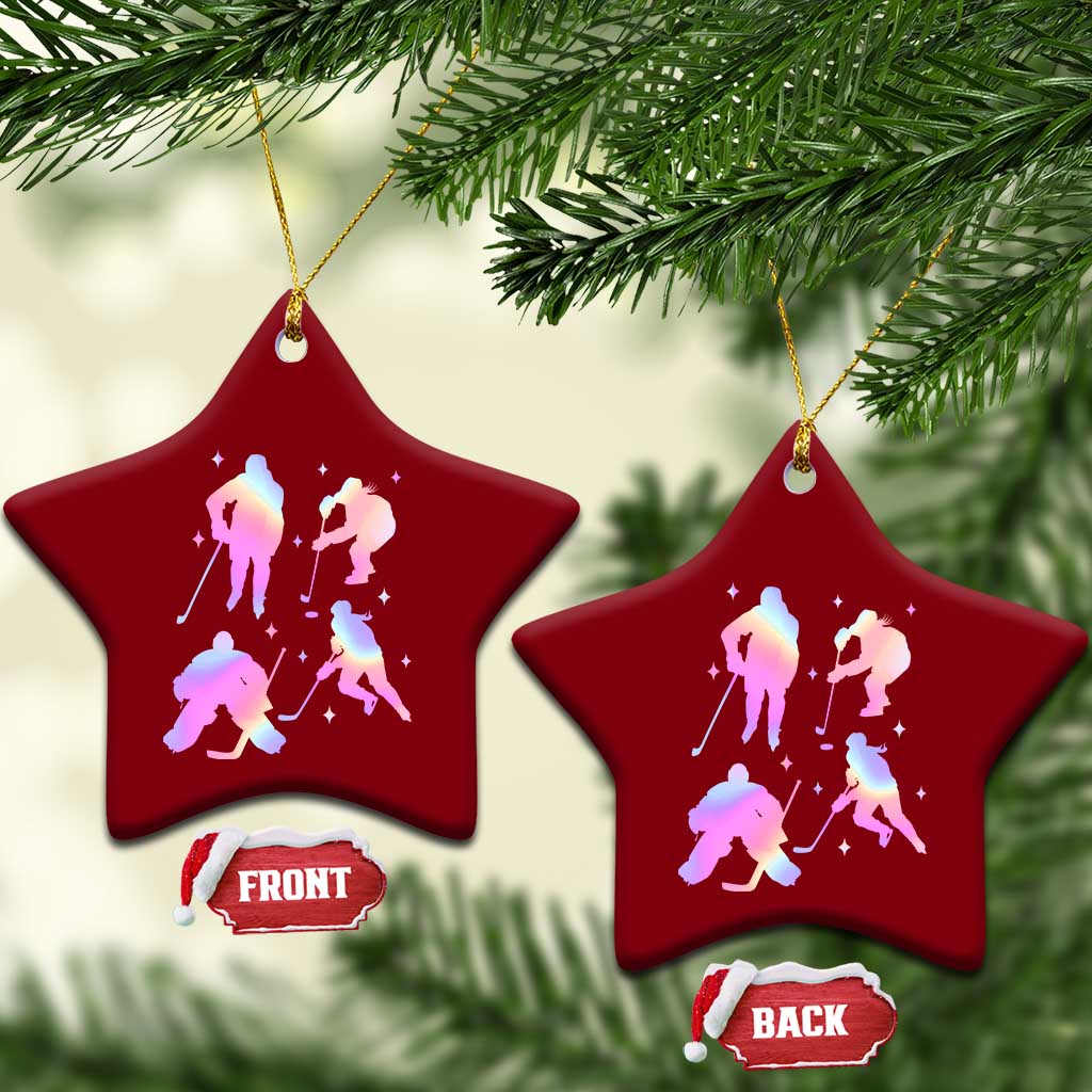 Iridescent Effect Hockey Players Retro Sport Lover Gift Ceramic Ornament TS12 Print Your Wear