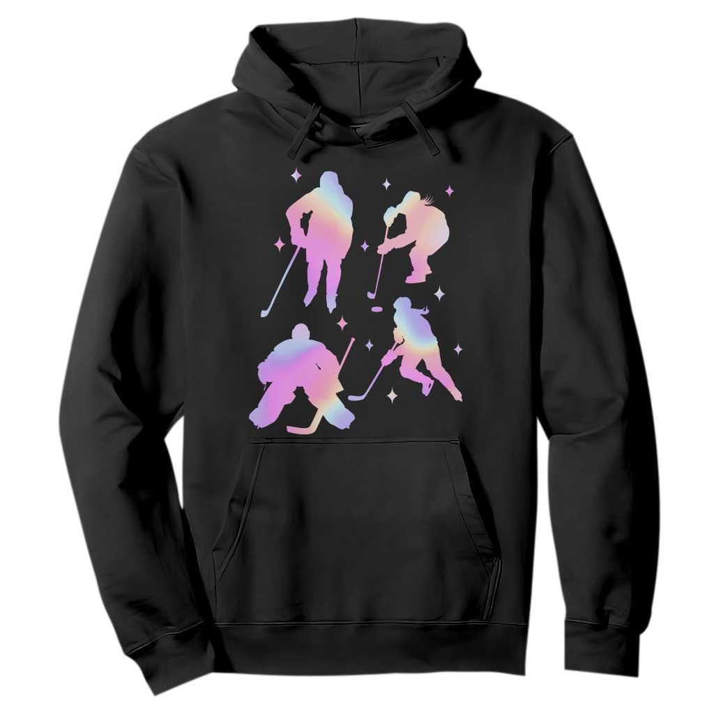 Iridescent Effect Hockey Players Retro Sport Lover Gift Hoodie TS12 Black Print Your Wear