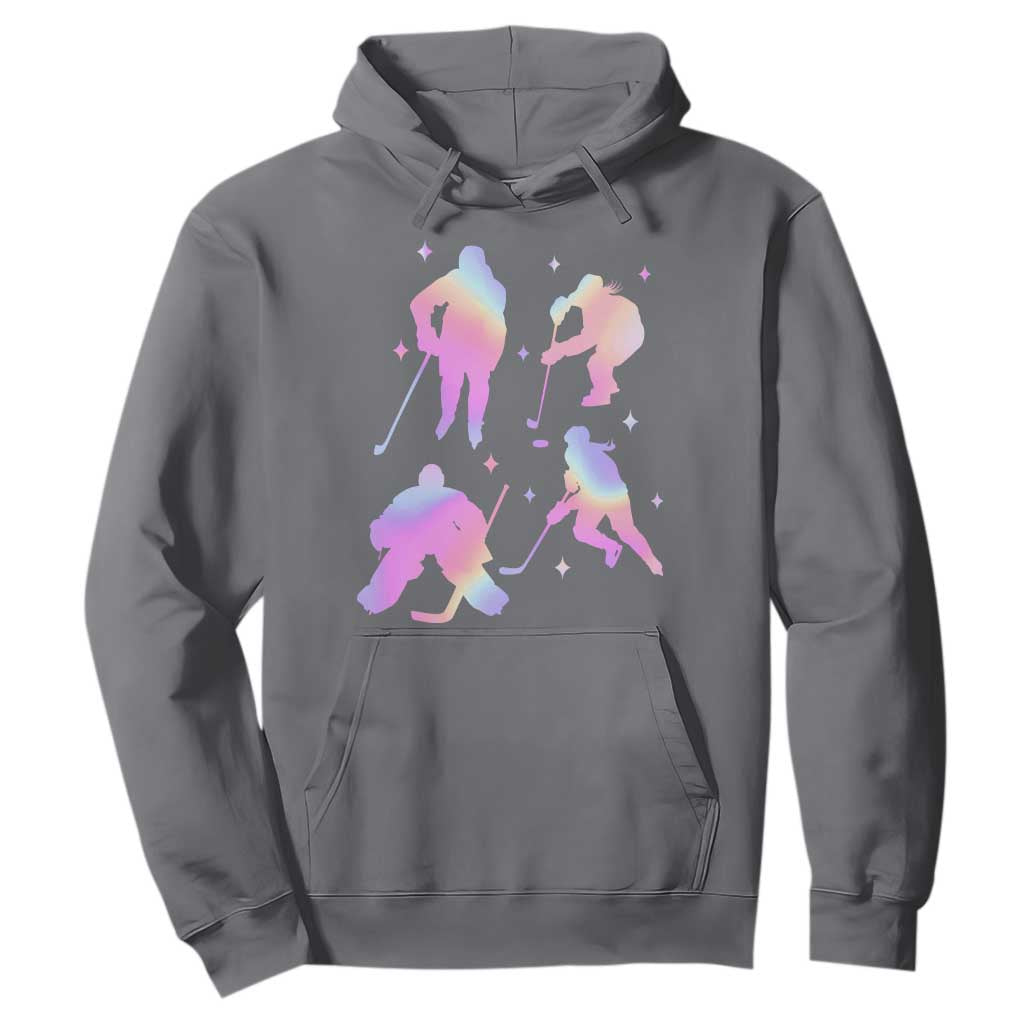 Iridescent Effect Hockey Players Retro Sport Lover Gift Hoodie TS12 Charcoal Print Your Wear