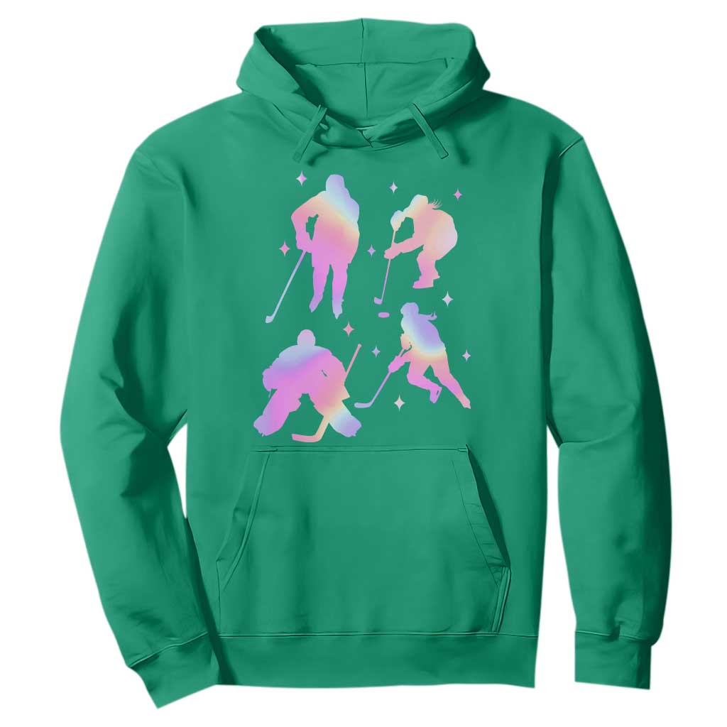 Iridescent Effect Hockey Players Retro Sport Lover Gift Hoodie TS12 Irish Green Print Your Wear