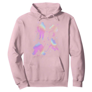Iridescent Effect Hockey Players Retro Sport Lover Gift Hoodie TS12 Light Pink Print Your Wear