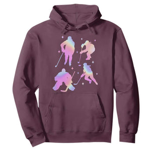Iridescent Effect Hockey Players Retro Sport Lover Gift Hoodie TS12 Maroon Print Your Wear