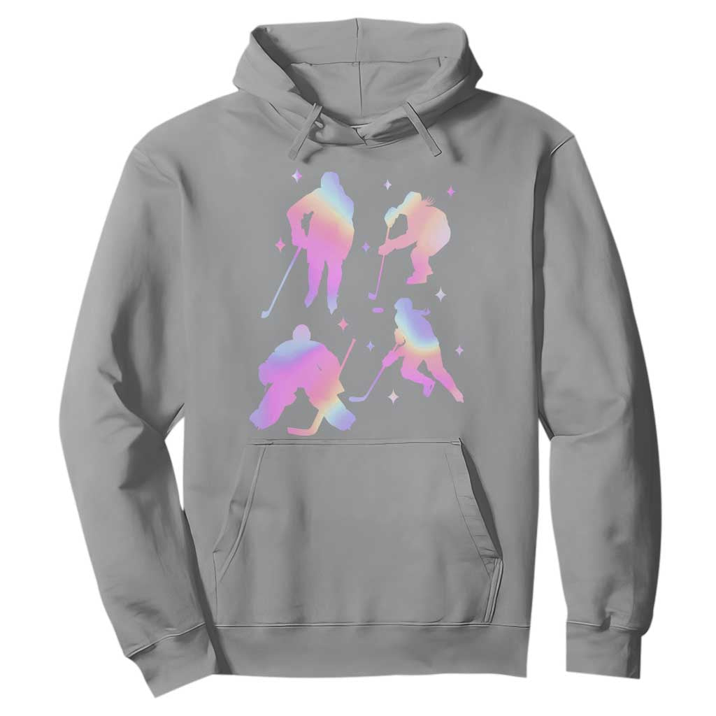 Iridescent Effect Hockey Players Retro Sport Lover Gift Hoodie TS12 Sport Gray Print Your Wear