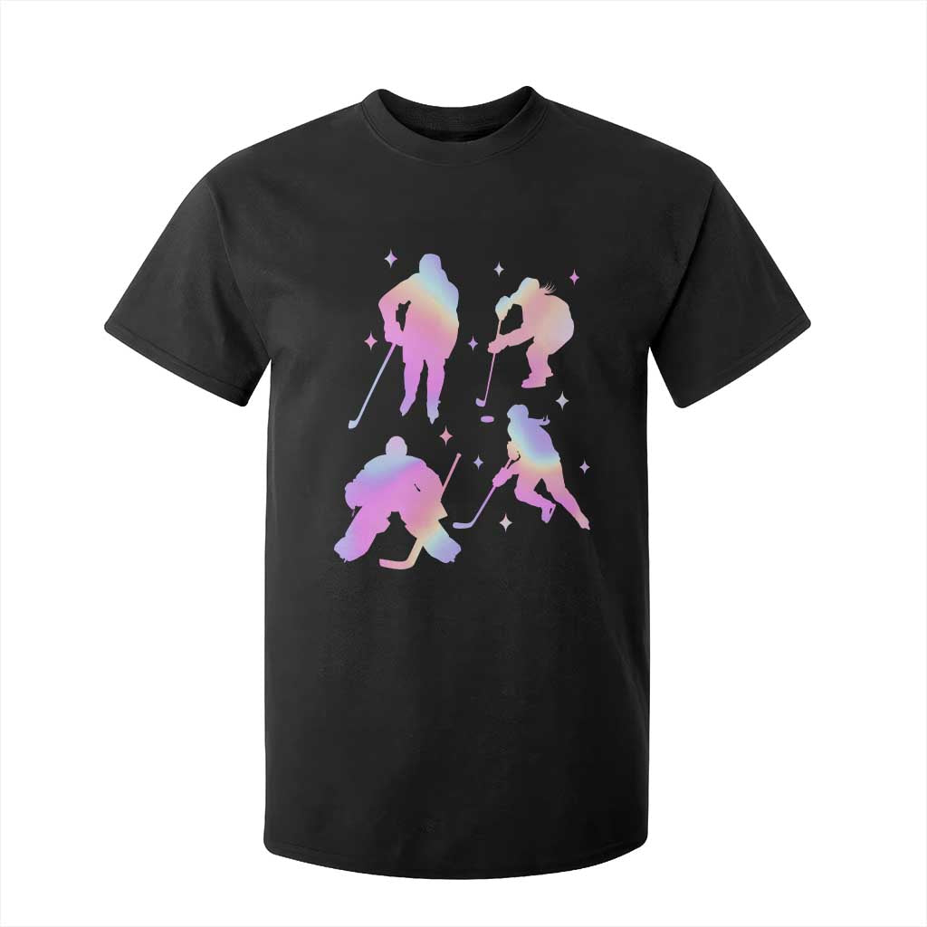 Iridescent Effect Hockey Players Retro Sport Lover Gift T Shirt For Kid TS12 Black Print Your Wear