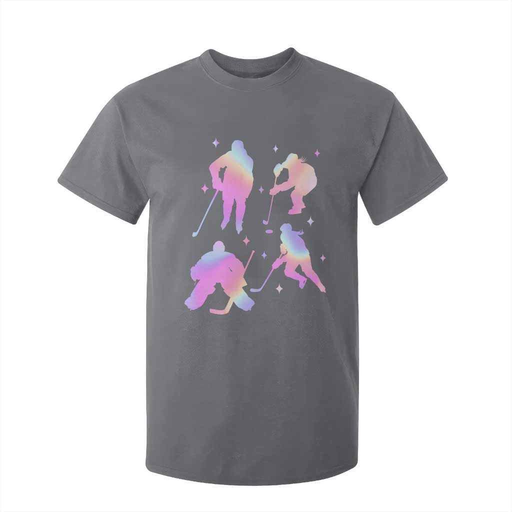 Iridescent Effect Hockey Players Retro Sport Lover Gift T Shirt For Kid TS12 Charcoal Print Your Wear