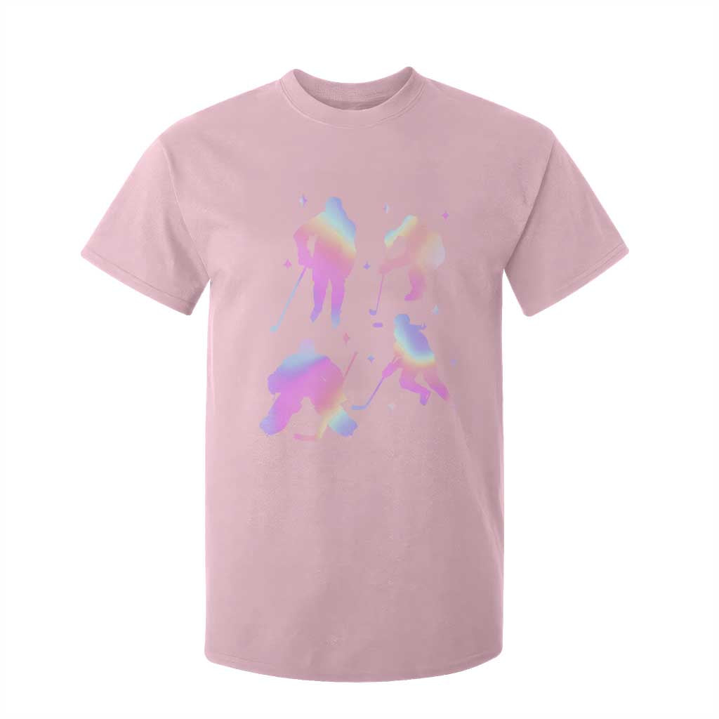 Iridescent Effect Hockey Players Retro Sport Lover Gift T Shirt For Kid TS12 Light Pink Print Your Wear