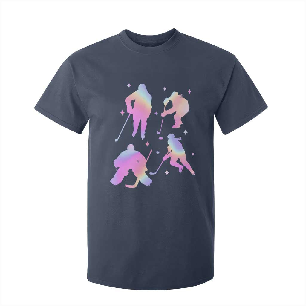 Iridescent Effect Hockey Players Retro Sport Lover Gift T Shirt For Kid TS12 Navy Print Your Wear