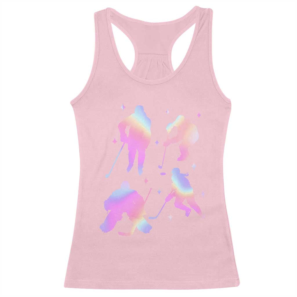 Iridescent Effect Hockey Players Retro Sport Lover Gift Racerback Tank Top TS12 Light Pink Print Your Wear