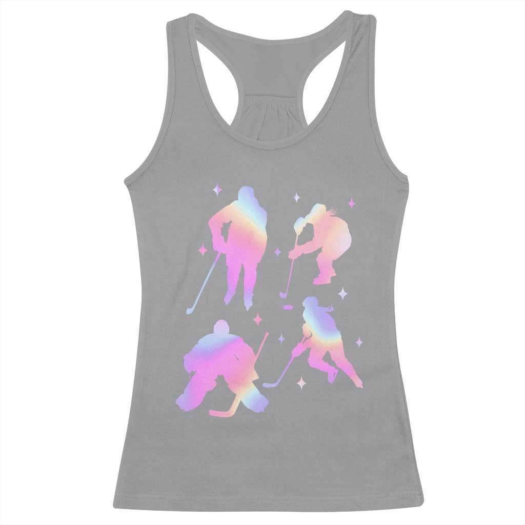 Iridescent Effect Hockey Players Retro Sport Lover Gift Racerback Tank Top TS12 Sport Gray Print Your Wear
