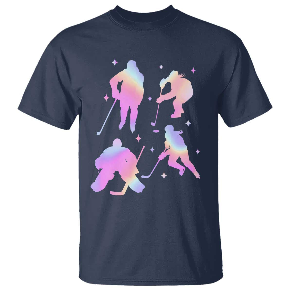 Iridescent Effect Hockey Players Retro Sport Lover Gift T Shirt TS12 Navy Print Your Wear
