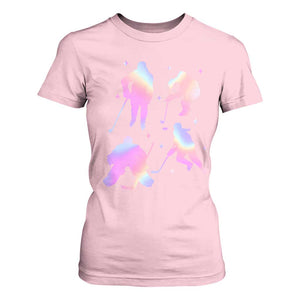 Iridescent Effect Hockey Players Retro Sport Lover Gift T Shirt For Women TS12 Light Pink Print Your Wear