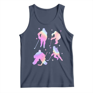 Iridescent Effect Hockey Players Retro Sport Lover Gift Tank Top TS12 Navy Print Your Wear
